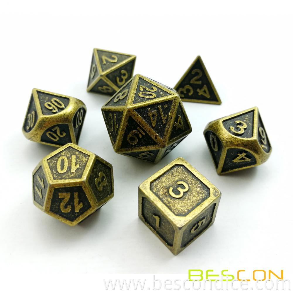 Ancient Brass Solid Metal Polyhedral Dnd Dice